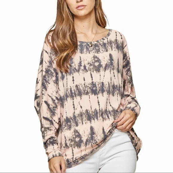 Andrèe by Unit pink and gray tie dye dolman sleeve top size S - Picture 2 of 9
